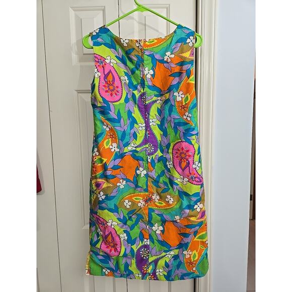 1960s Japanese Retro Mod Screen-Printed Shift Dress Bust 34 Small READ - Picture 2 of 16